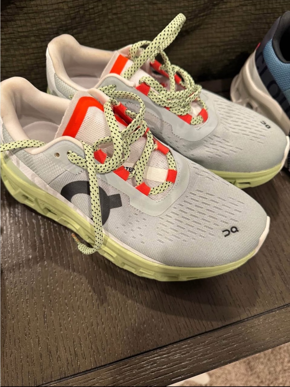 On Running Kids Sneakers in Light Gray, Neon Yellow and Bright Coral